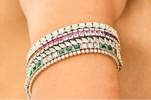 Diamond & Emerald Princess Cut Tennis Bracelet