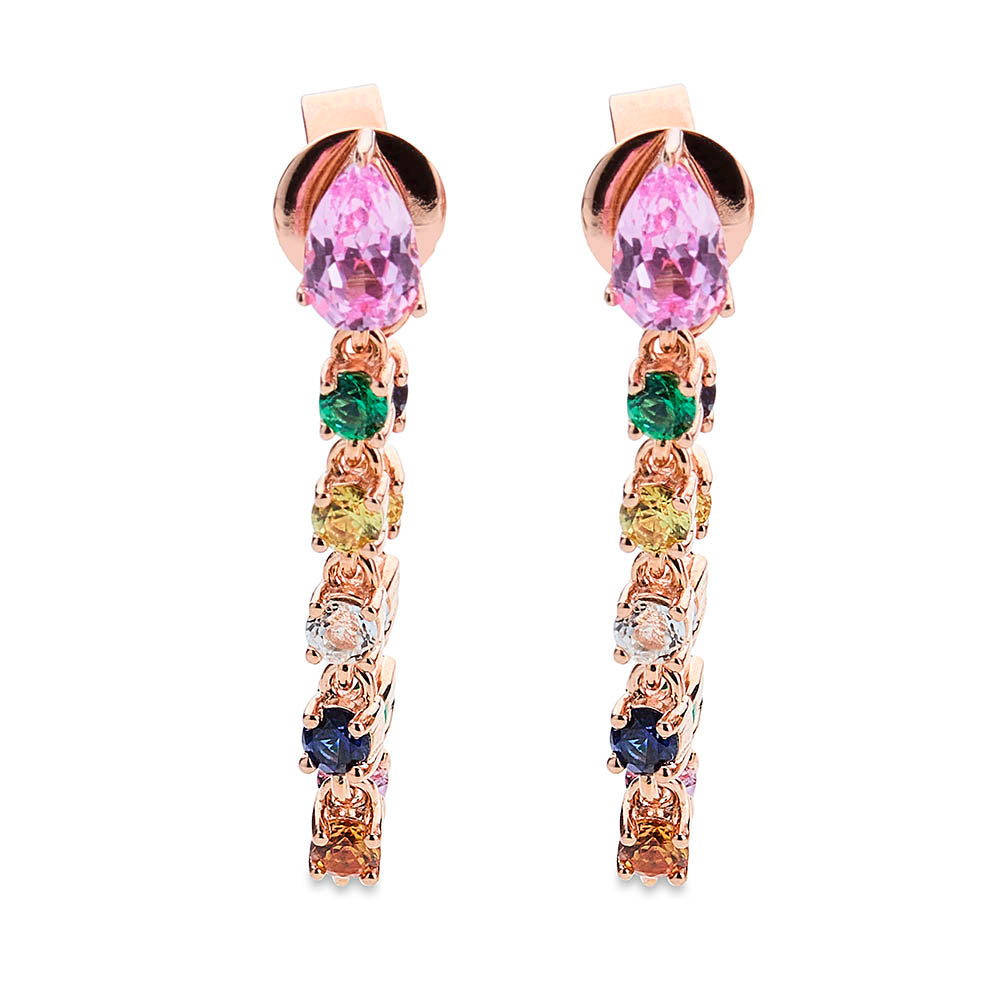 Multicoloured Gemstone Chain Earrings