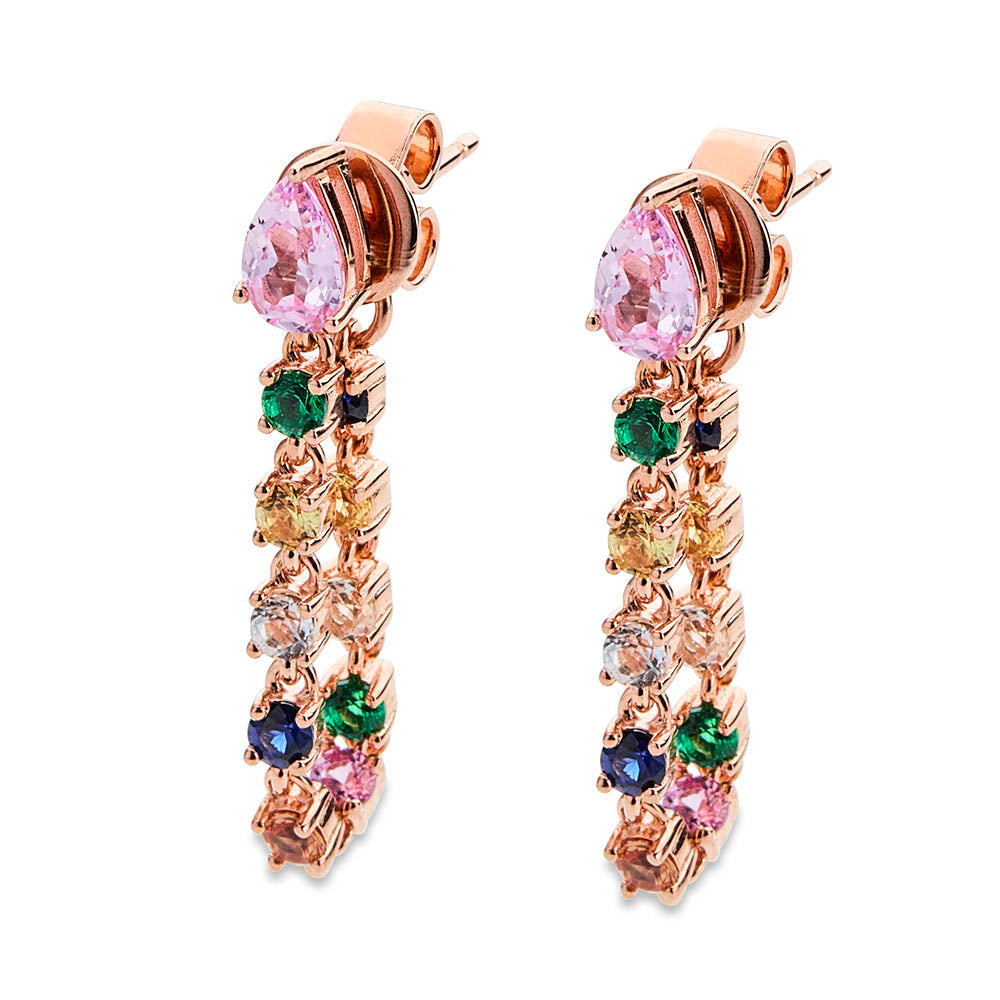 Multicoloured Gemstone Chain Earrings