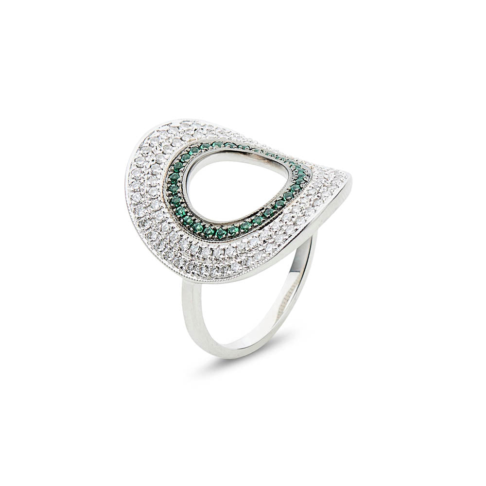 Emerald & Diamond Oval Cocktail Ring