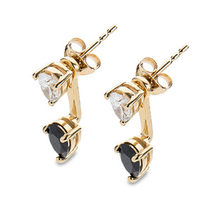 Diamond  & Onyx Pear Shaped Stud  Drop Earrings