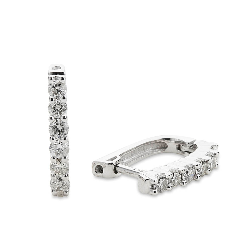 Diamond U-Shaped Huggies Earrings
