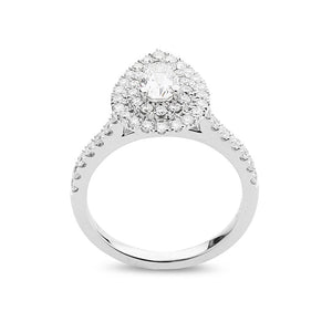 Pear Shaped Diamond Double Halo Engagement Ring