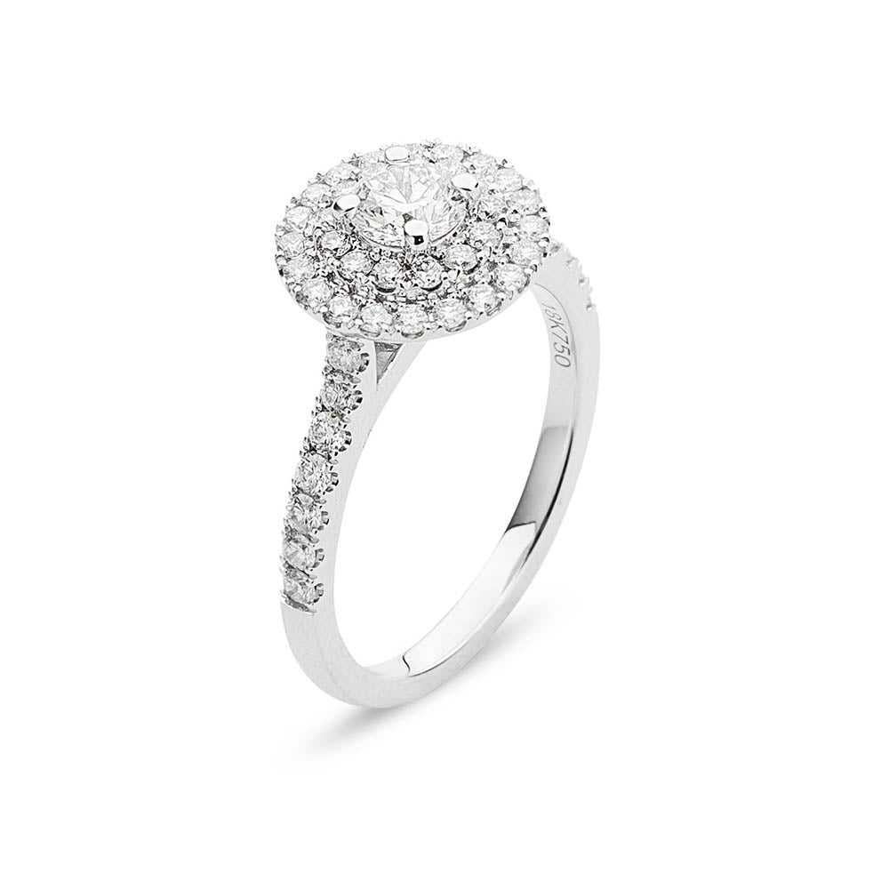 Round Diamond Double Halo Engagement Ring