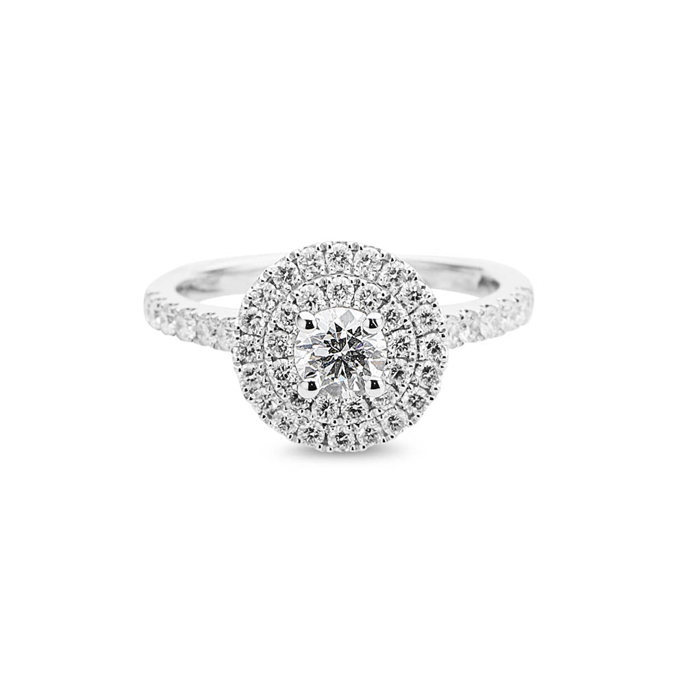 Round Diamond Double Halo Engagement Ring