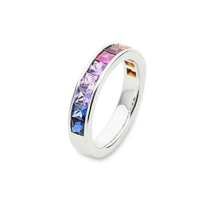 Multicoloured Sapphire Princess Half Band Ring