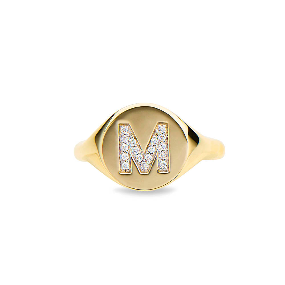 Diamond Initial Signet Rings