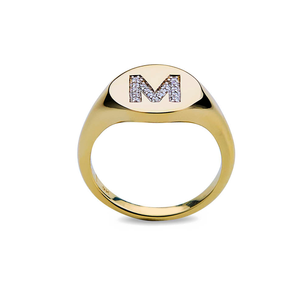 Diamond Initial Signet Rings