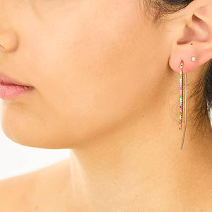 Multicoloured Sapphire Thin Earrings