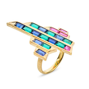 Multicoloured Sapphire Empire Cocktail Ring