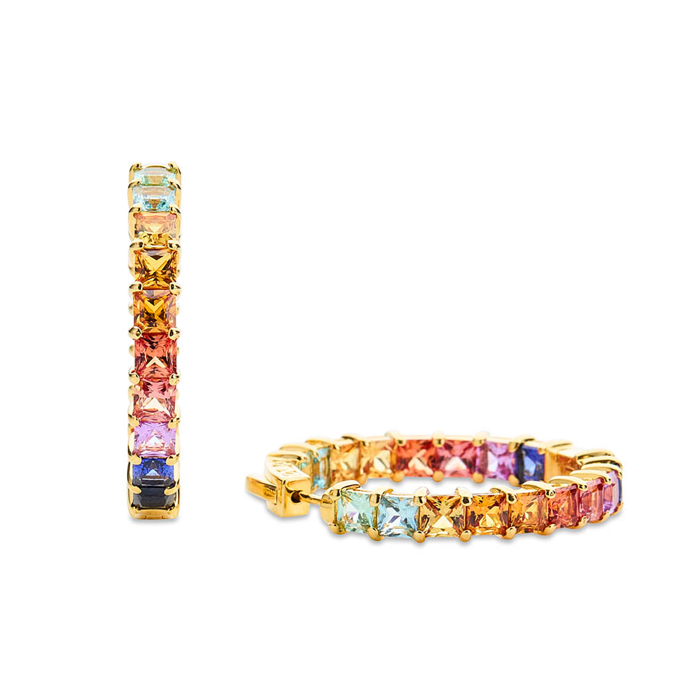 Multicoloured Sapphire Hoop Earrings