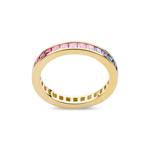 Multicoloured Sapphire Princess Full Band Ring