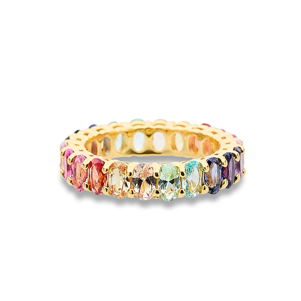 Multicoloured Sapphire Oval Cut Ring