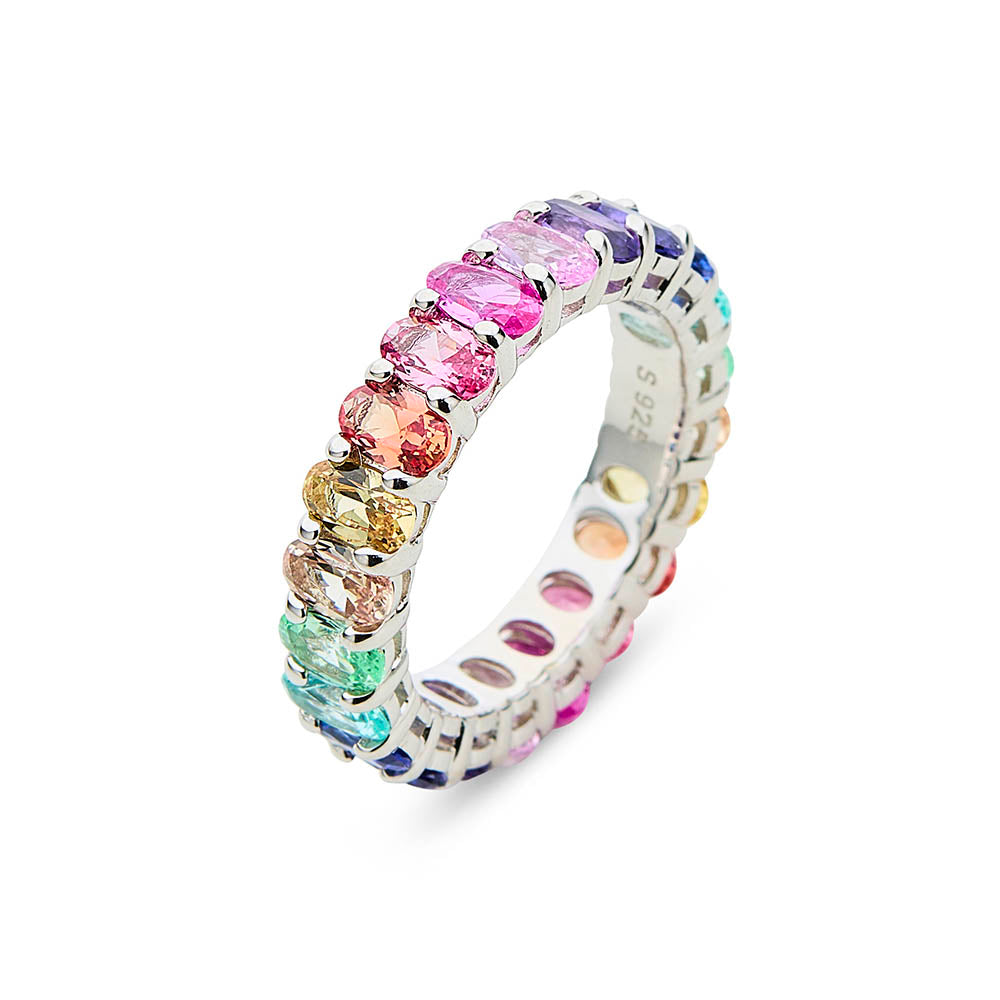 Multicoloured Sapphire Oval Cut Ring