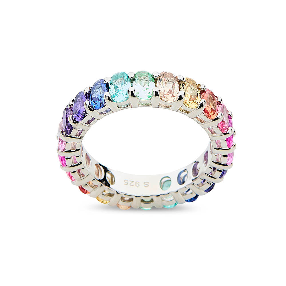 Multicoloured Sapphire Oval Cut Ring