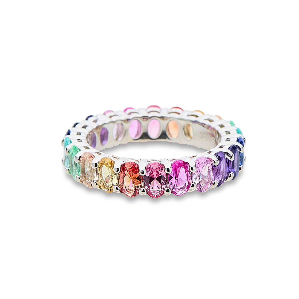 Multicoloured Sapphire Oval Cut Ring