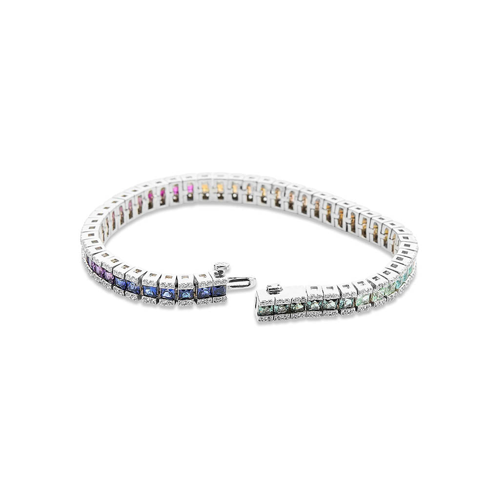 Multicoloured Sapphire Tennis Bracelet