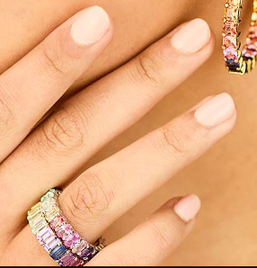 Multicoloured Sapphire Emerald Cut Ring