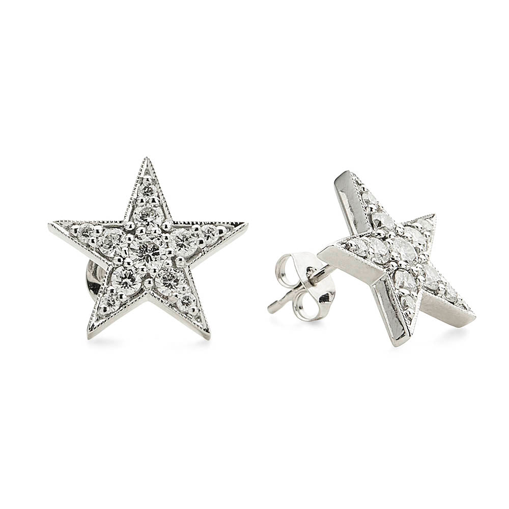 Diamond Stud Star Earrings