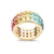 Wide Multicoloured Sapphire Princess Cut Ring